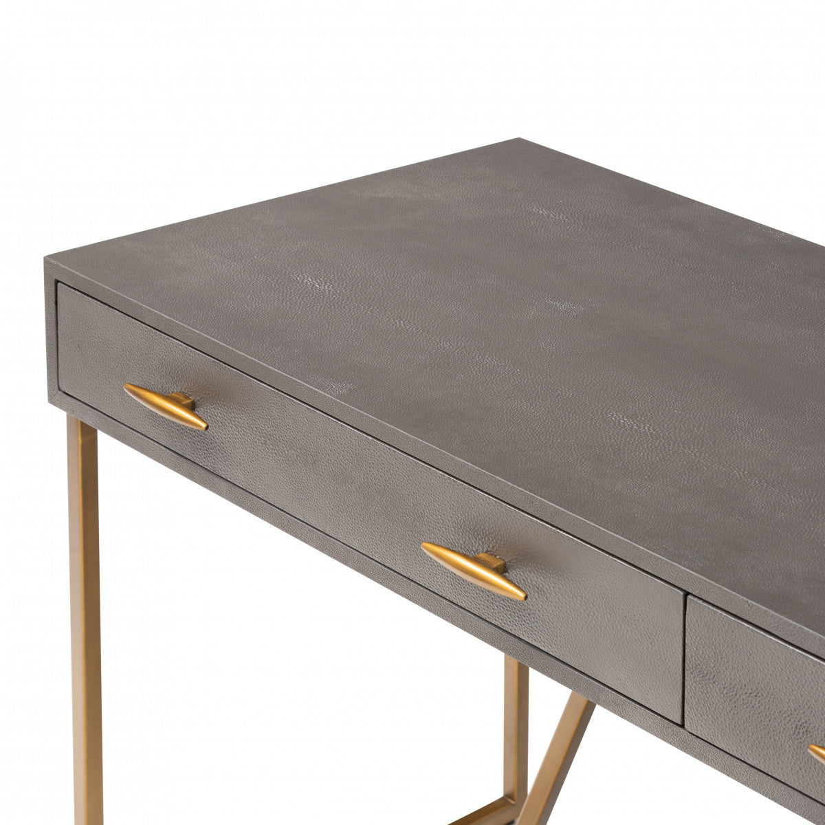 DI Designs Hampton Brown Shagreen & Bronze Desk | 2 Drawers